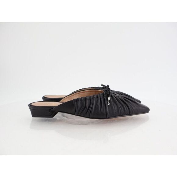Sam Edelman Julia Pump Mule Size 7M Black Leather Ruched Pointed Flat - Picture 3 of 11